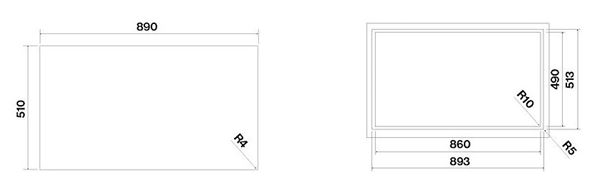 Схема с размерами к  PIANO INDUZIONE BLACK MATT (90 х 51)