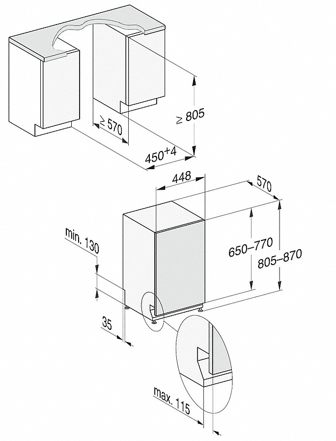 Схема встраивания с размерами