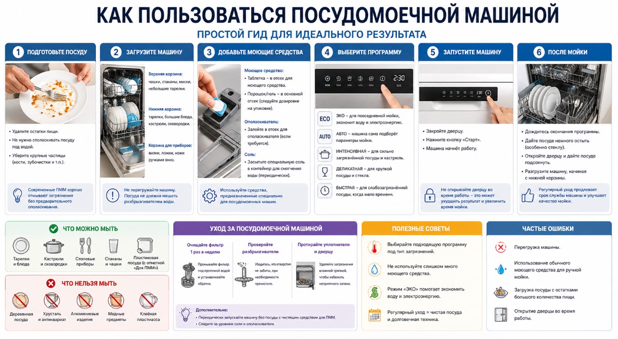 Как пользоваться посудомоечной машиной Как пользоваться посудомоечной машиной