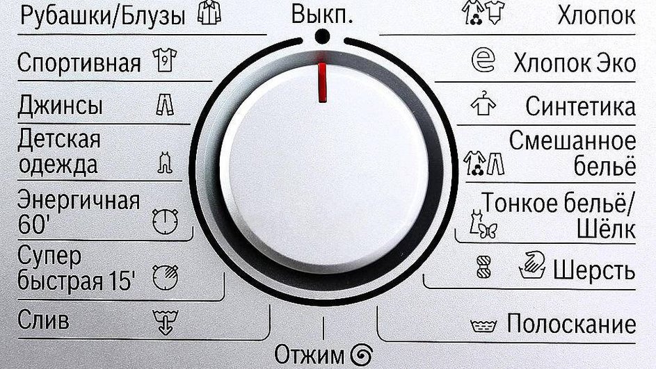 Как выглядит значок полоскания на стиральной машине