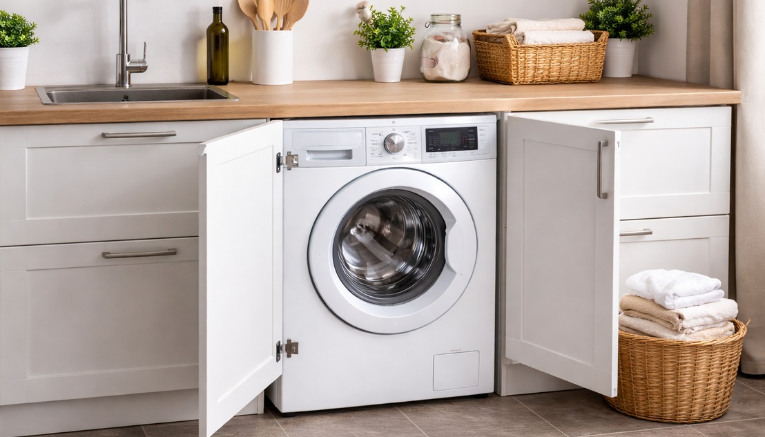 Каких размеров бывают встраиваемые стиральные машины