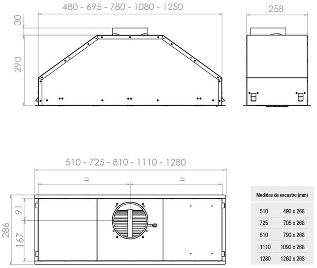 Встраиваемая вытяжка Pando GTI/725 NEGRO V.1050 ECO SEC PLUS (preview 5)