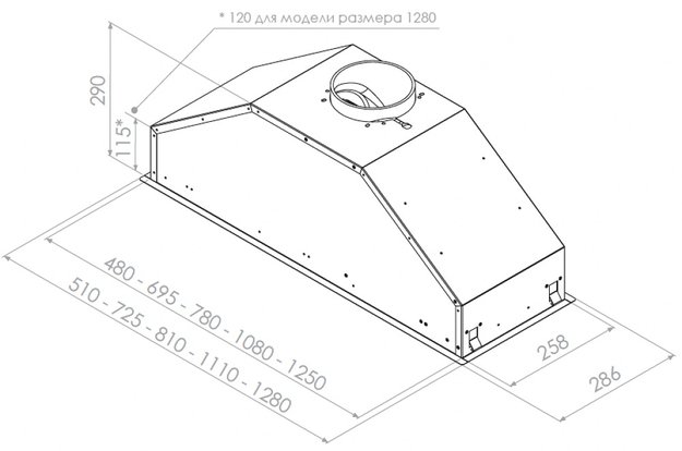 Встраиваемая вытяжка Pando GTI/810 INOX V.1550 ECO EXT (preview 2)