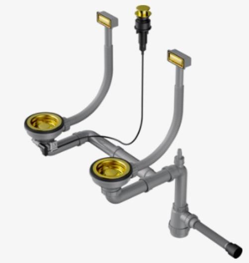 Арматура для двухчашевых моек с прямоугольными переливами Omoikiri WK-2-A (preview 1)