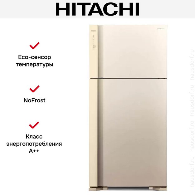 Холодильник Hitachi R-V 660 PUC7-1 BEG (preview 3)