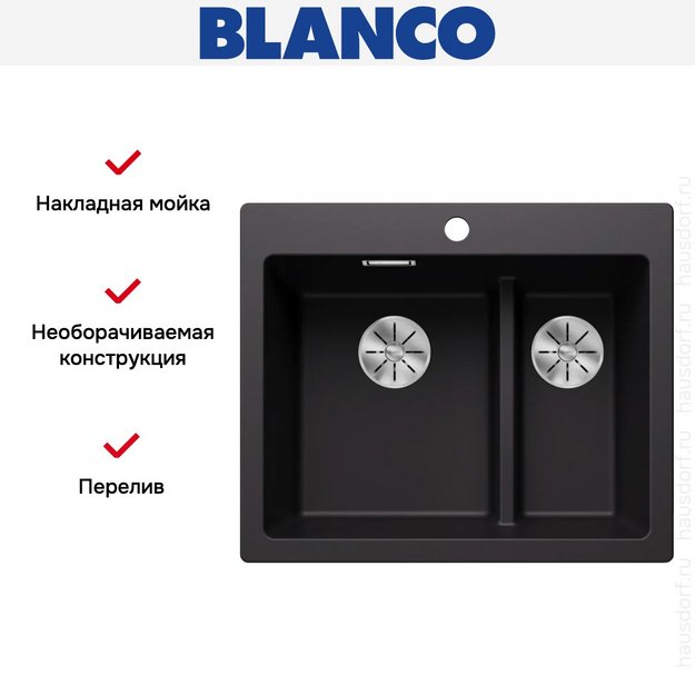 Мойка BLANCO PLEON 6 Split Silgranit черный (preview 9)