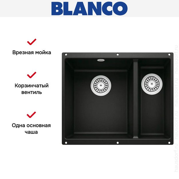 Мойка Blanco ROTAN 340/160-U Silgranit черный (preview 5)