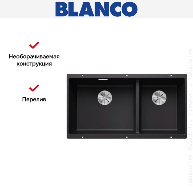 Мойка BLANCO SUBLINE 480/320-U Silgranit черный (фото 9) Мойка BLANCO SUBLINE 480/320-U Silgranit черный (preview 9)