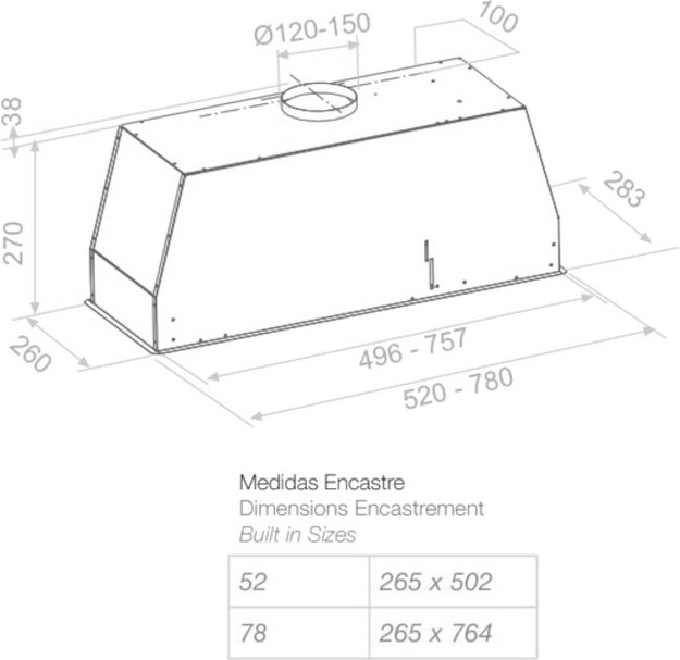 Встраиваемая вытяжка Pando NEO/78 INOX V. 830 SEC (preview 2)