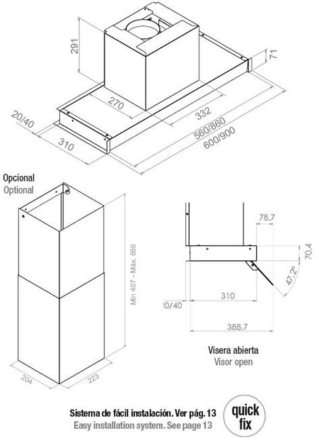 Встраиваемая вытяжка Pando TIS/60 CR.NEGRO V.850 (preview 5)