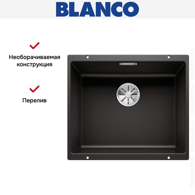 Мойка BLANCO SUBLINE 500-U Silgranit черный (preview 6)