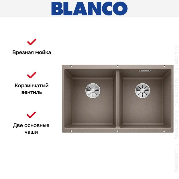 Мойка BLANCO SUBLINE 350/350-U Silgranit серый беж (preview 8)