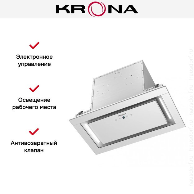Встраиваемая вытяжка KRONA SELINA 600 GLASS white S (preview 2)