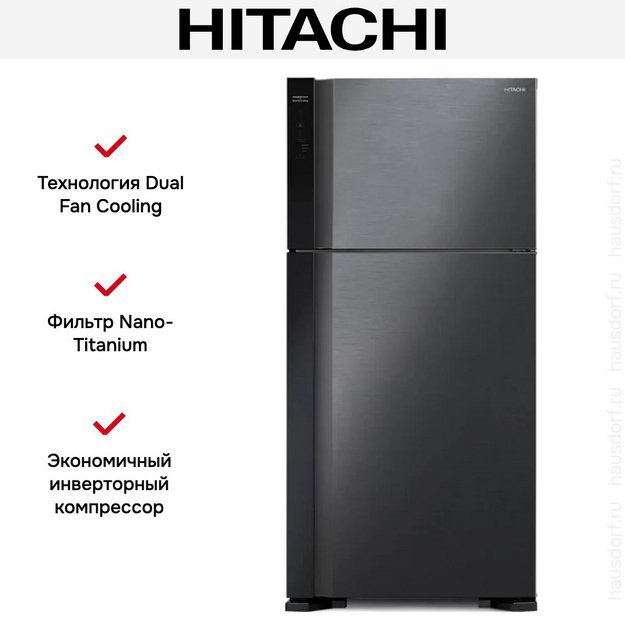Холодильник Hitachi R-V 660 PUC7-1 BBK (preview 2)