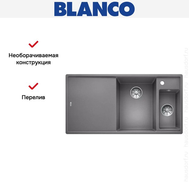 Мойка Blanco AXIA III 6 S чаша справа, доска ясень клапан-автомат InFino® алюметаллик (preview 5)