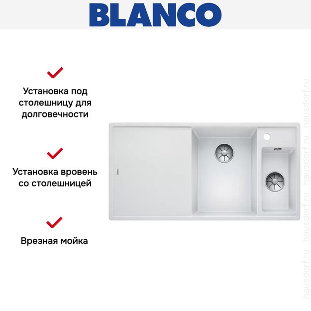 Мойка Blanco AXIA III 6 S-F чаша справа, доска ясень клапан-автомат InFino® белый (preview 3)