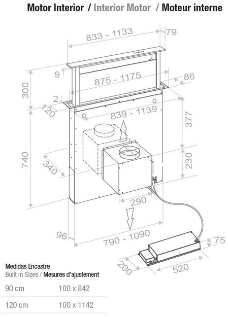 Встраиваемая в столешницу вытяжка Pando E-320/90 IX-CR.TOUCH V.1200 (preview 4)