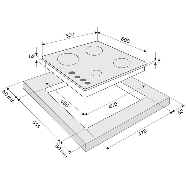 Газовая варочная поверхность KRONA CORTESIA 60 BL (preview 4)