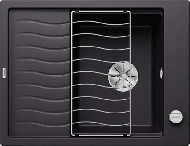 Мойка BLANCO ELON 45 S Silgranit черный, клапан-автомат (preview 1)