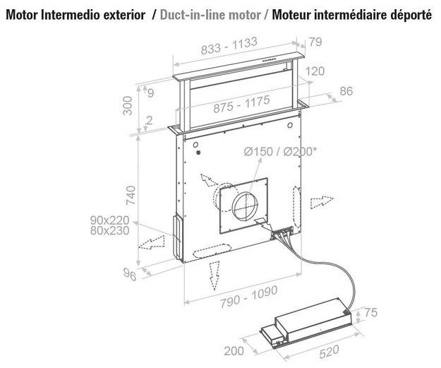 Встраиваемая в столешницу вытяжка Pando E-320/90 IX-CR.TOUCH V.950 SEC (preview 4)
