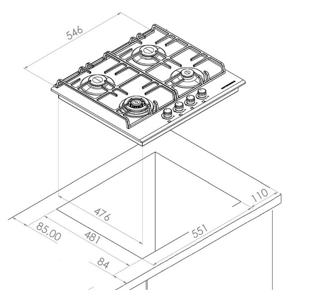 Газовая варочная панель Kuppersberg FQ 63 B (preview 5)