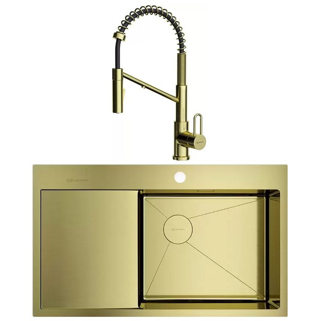 Omoikiri (мойка AKISAME 86 SIDE LG-R + смеситель MIKAWA 2 PLUS-SB LG) (preview 1)