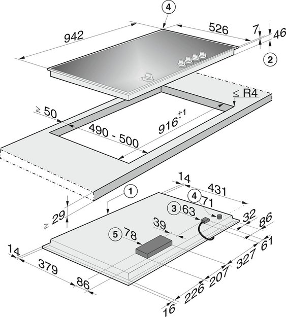 Газовая варочная панель Miele KM 3054-1 с витрины, новая (без коробки) (preview 4)