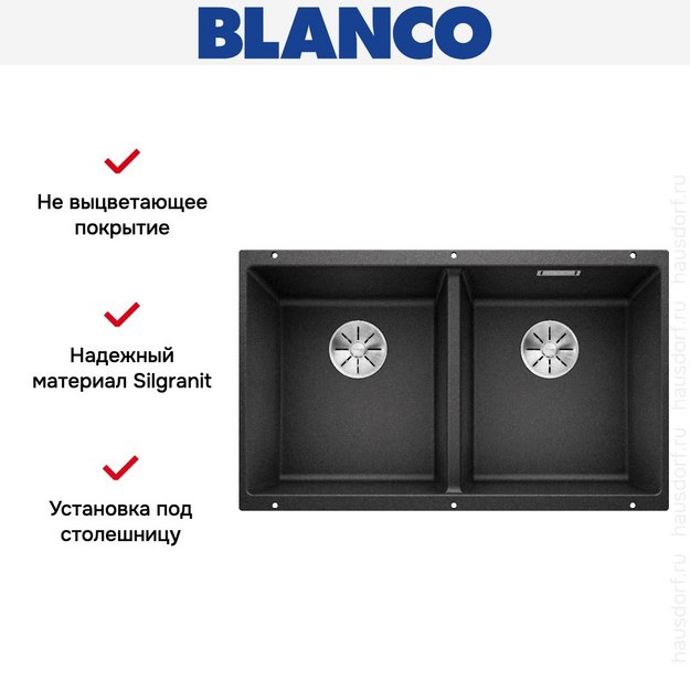 Мойка BLANCO SUBLINE 350/350-U Silgranit антрацит (preview 7)