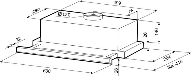 Вытяжка Krona Kamilla slim 600 black/inox (2 мотора) (preview 11)