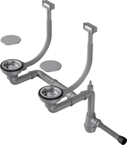 Арматура для двухчашевых моек с прямоугольными переливами Omoikiri WK-2C IN (preview 1)