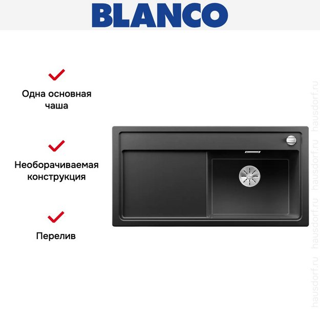 Мойка Blanco ZENAR XL 6 S чаша справа, доска стекло клапан-автомат InFino® антрацит (preview 4)