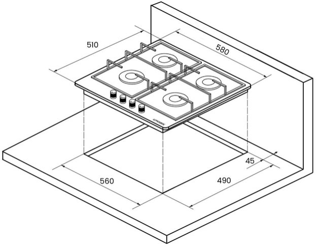 Газовая варочная панель Kuppersberg FQ 62 B (preview 7)