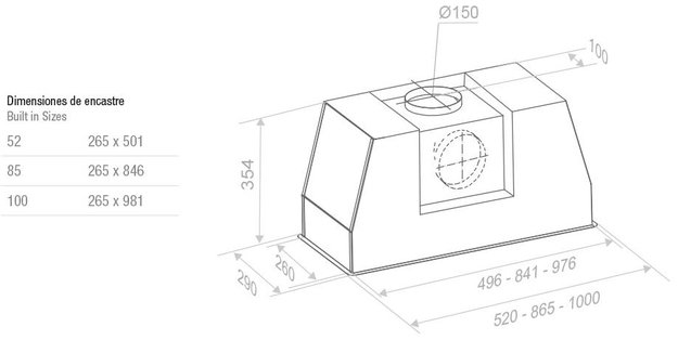 Встраиваемая вытяжка Pando PRO/85 INOX V.1050 SEC PLUS (preview 2)