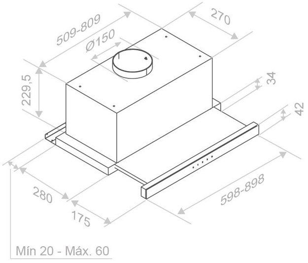 Встраиваемая вытяжка Pando IES/90 IX TOUCH CT BLANCO 850 SEC (preview 4)