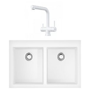 Omoikiri (мойка BOSEN 80-2-WH + смеситель TAKAMATSU-S PW) фото в Екатеринбурге