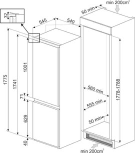 Встраиваемый холодильник Smeg C8175TNE фото 4 в Екатеринбурге