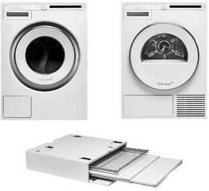 Asko Classic 5 (стиральная машина W2084.W/3 + сушильная машина T208C.W + выдвижная полка с корзиной HDB1153W) фото в Екатеринбурге