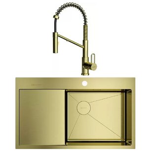 Omoikiri (мойка AKISAME 86 SIDE LG-R + смеситель MIKAWA 2 PLUS-SB LG) фото в Екатеринбурге