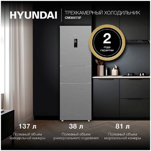 Холодильник Hyundai CM30073F нержавеющая сталь фото 3 в Екатеринбурге