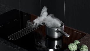 Индукционная варочная поверхность с вытяжкой Kuppersbusch KMI 12850.0 SR-S Black Chrome фото 4 в Екатеринбурге