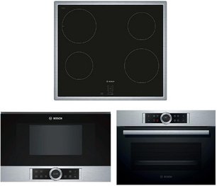 Bosch (духовой шкаф CBG675BS3 + варочная панель PUG64RAA5E + микроволновая печь BEL634GS1) фото в Екатеринбурге