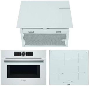 Bosch (духовой шкаф CMG633BW1 + варочная панель PIF672FB1E + вытяжка DWF65AJ20T) фото в Екатеринбурге