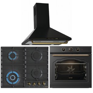 Gorenje (варочная панель GW642CLB + духовой шкаф BO6735CLB + вытяжка WHC63CLB) фото в Екатеринбурге