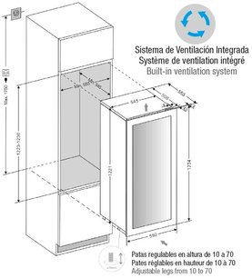 Встраиваемый винный шкаф Pando PVMAV 124-70XR фото 3 в Екатеринбурге