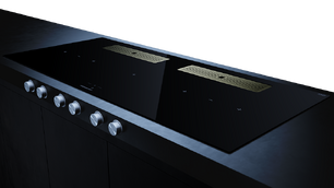 Индукционная варочная поверхность с вытяжкой Kuppersbusch KMI 12850.0 SR-E Gold фото 3 в Екатеринбурге