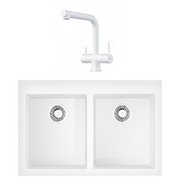 Omoikiri (мойка BOSEN 80-2-WH + смеситель TAKAMATSU-S PW)