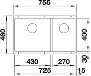 Мойка Blanco SUBLINE 430/270-U с отводной арматурой InFino® черный фото 4 в Екатеринбурге