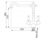 Смеситель Franke Old England золото (с двумя ручками) фото 3 в Екатеринбурге