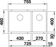 Мойка Бланко SUBLINE 430/270-U с отводной арматурой InFino® антрацит фото 3 в Екатеринбурге Мойка Blanco SUBLINE 430/270-U с отводной арматурой InFino® антрацит фото 3 в Екатеринбурге